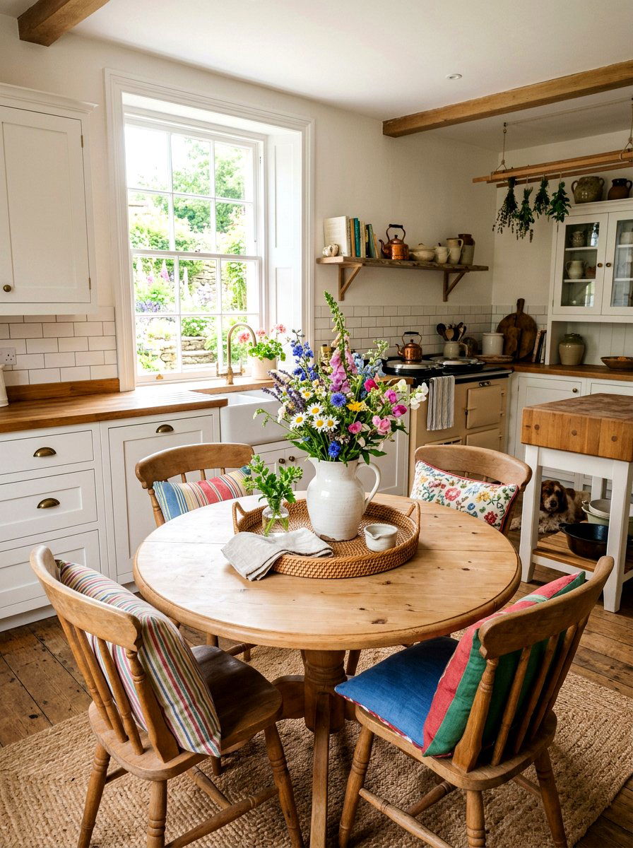 White Pitcher Flower Arrangement - 25 Spring Round Table Decor Ideas