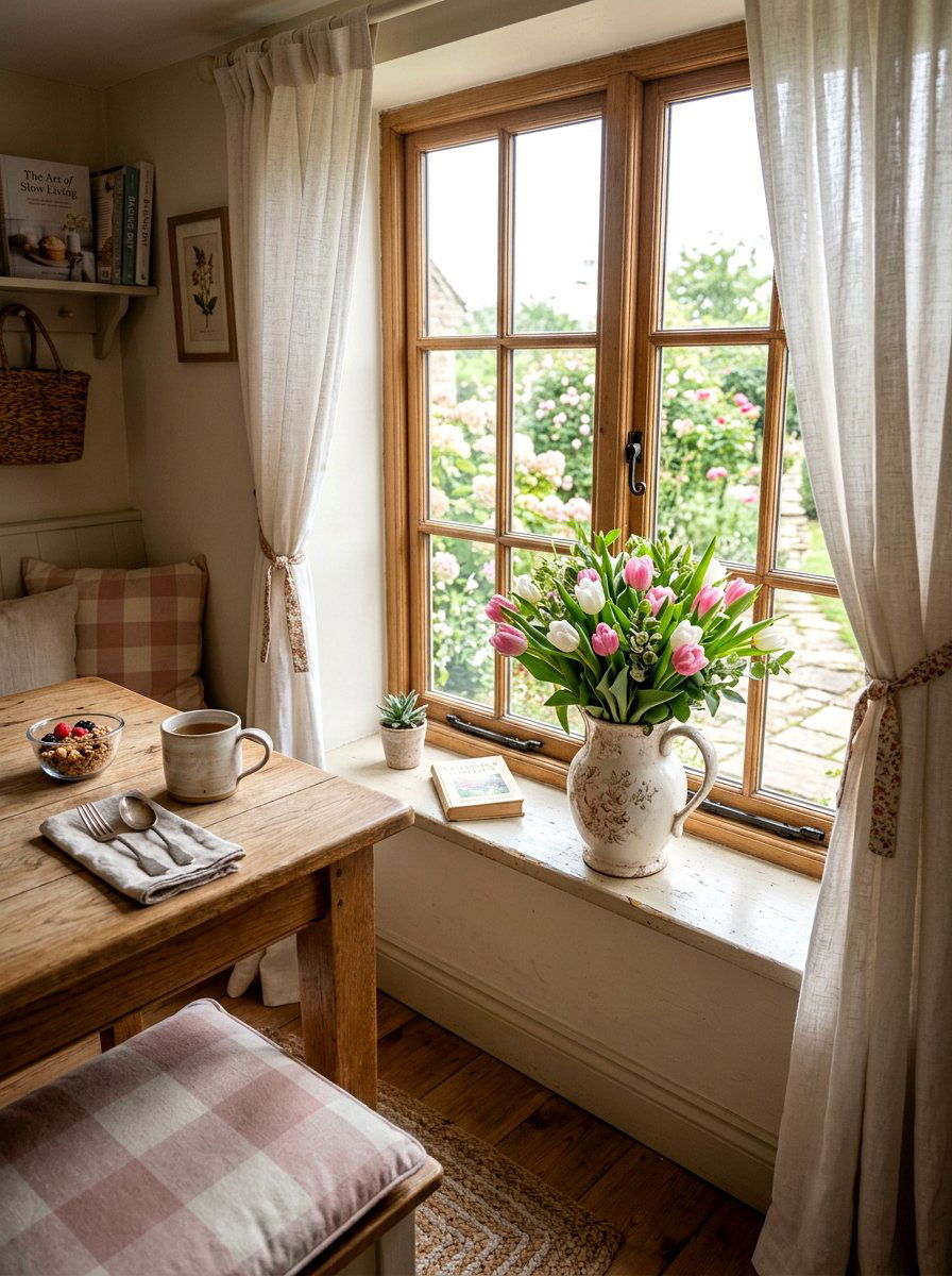 White Pitcher With Tulips - 25 Spring Window Ledge Decor Ideas