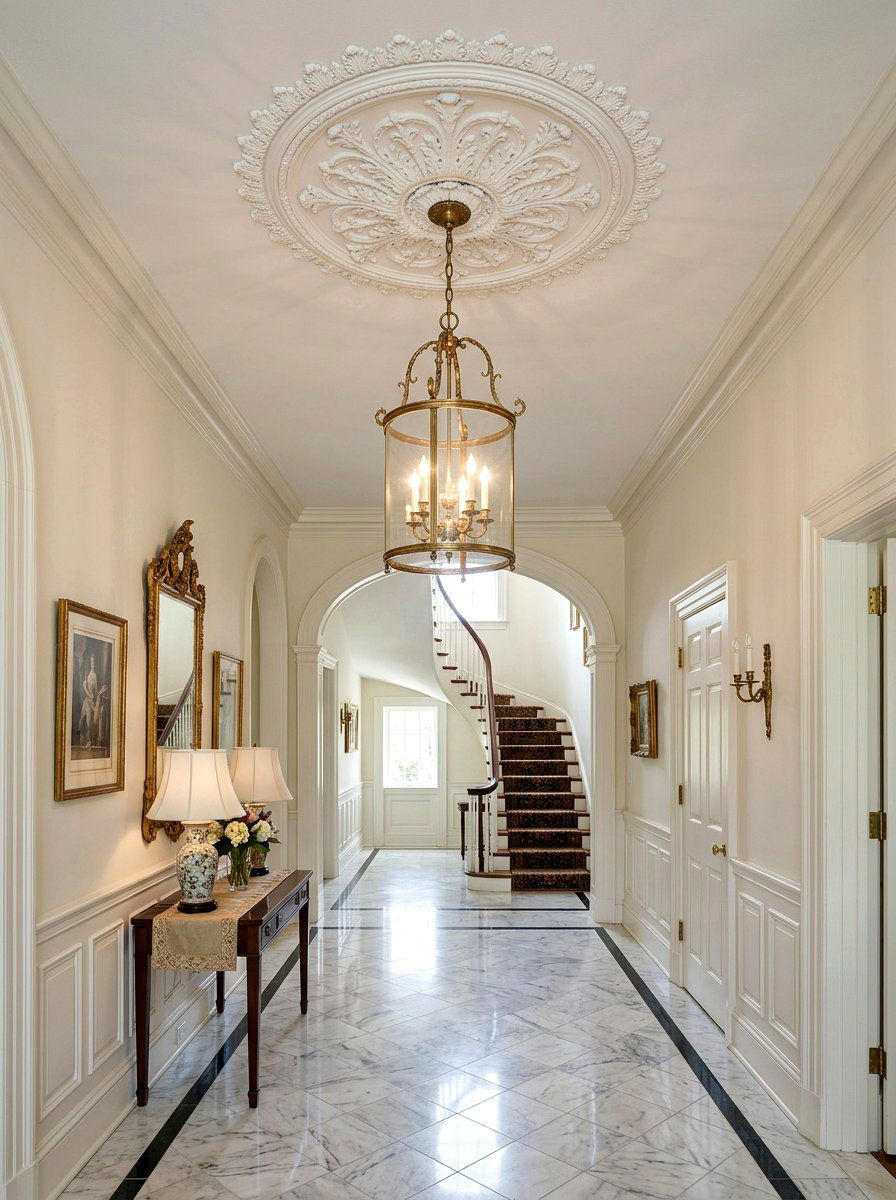 White Plaster Rosette - 25 Spring Ceiling Medallion Decor Ideas