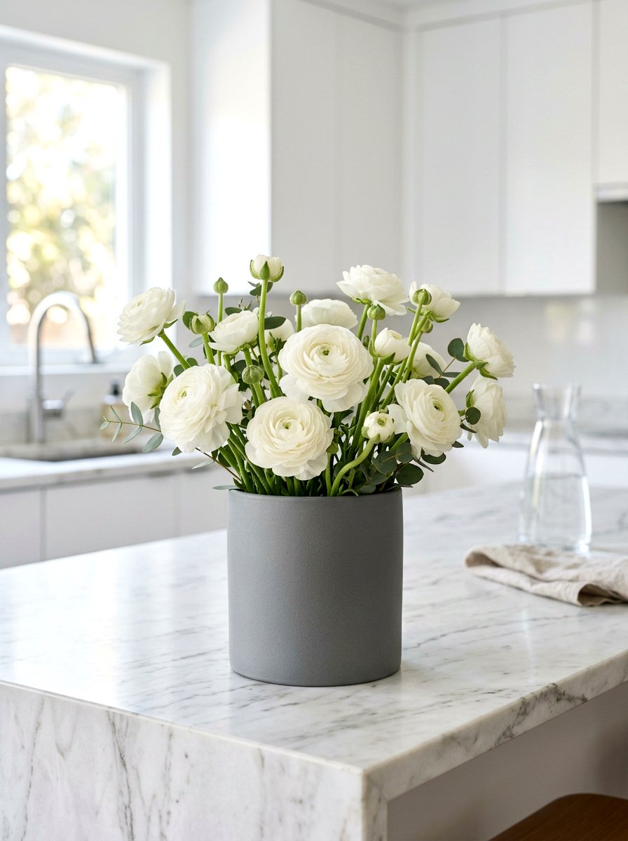 White Ranunculus Modern Ceramic - 25 Spring Ranunculus Planter Ideas