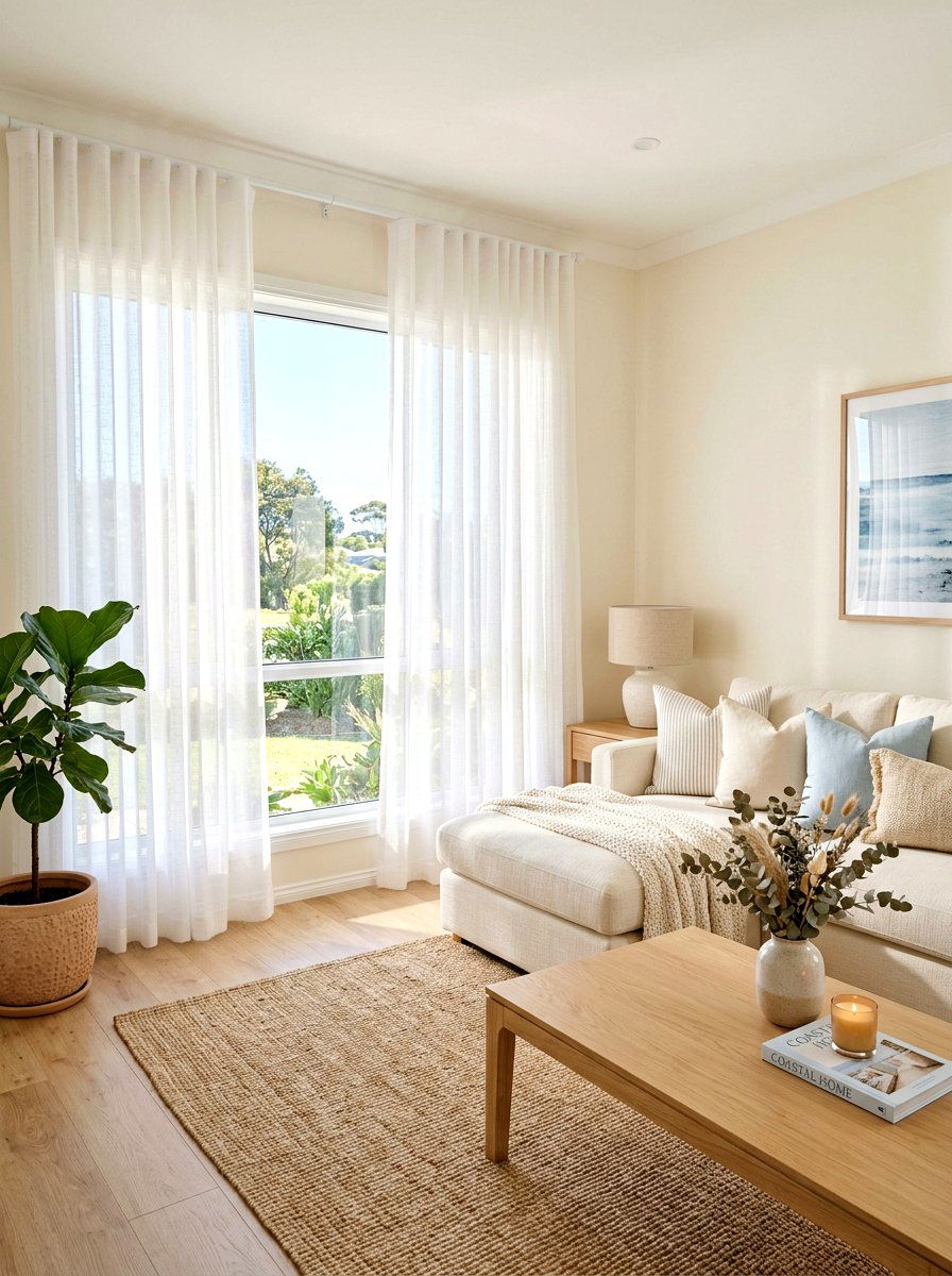 White Sheer Curtains - 25 Spring Living Room Curtain Ideas