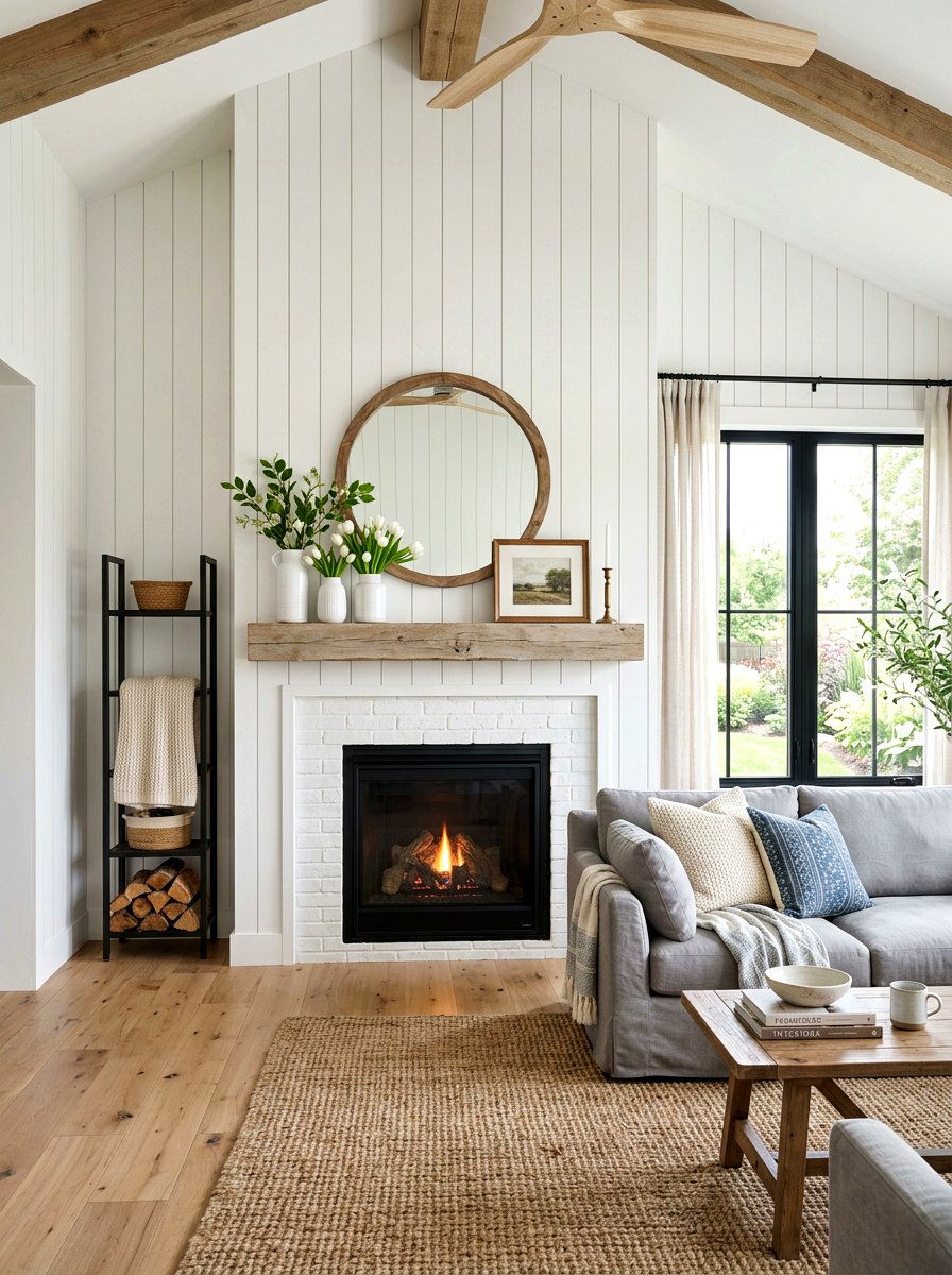 White Shiplap Living Room Fireplace - 25 Spring Shiplap Wall Decor Ideas