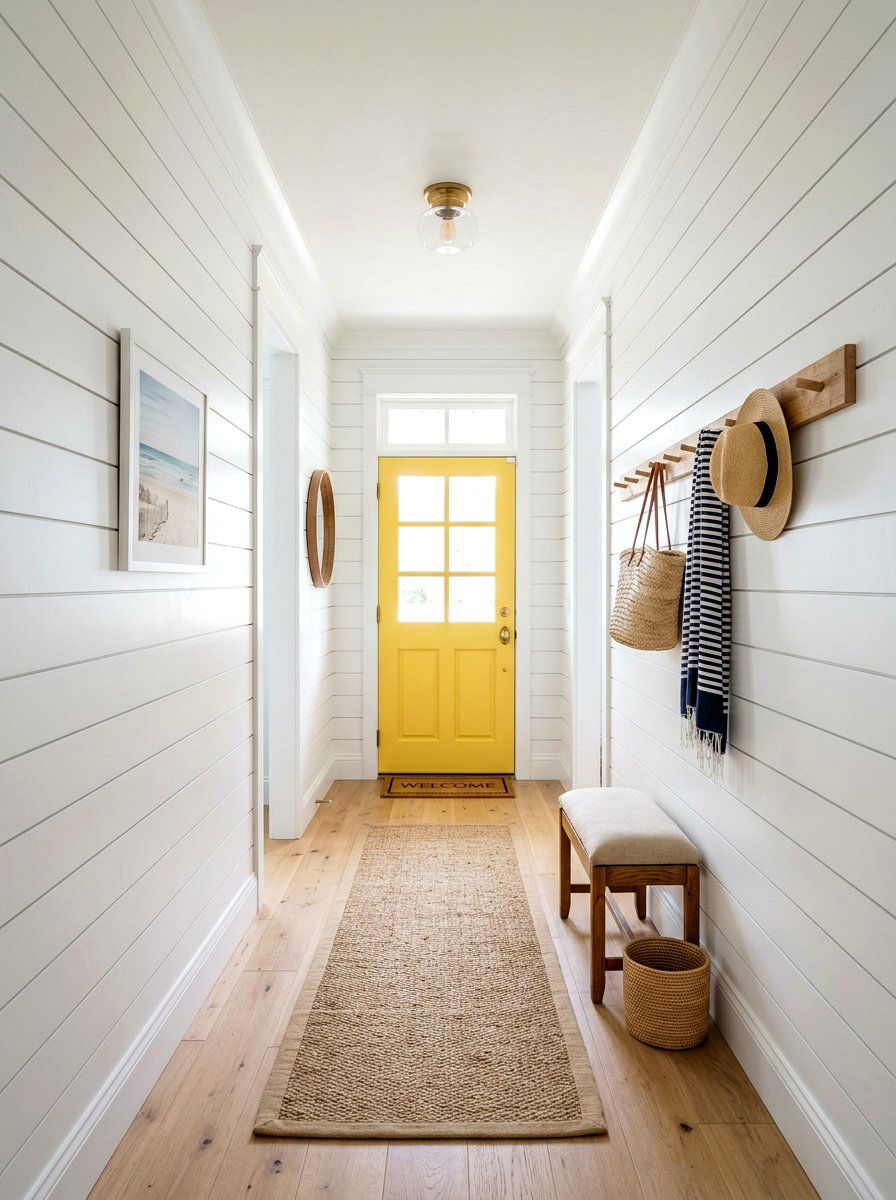 White Shiplap Panel - 25 Spring Hallway Wall Decor Ideas