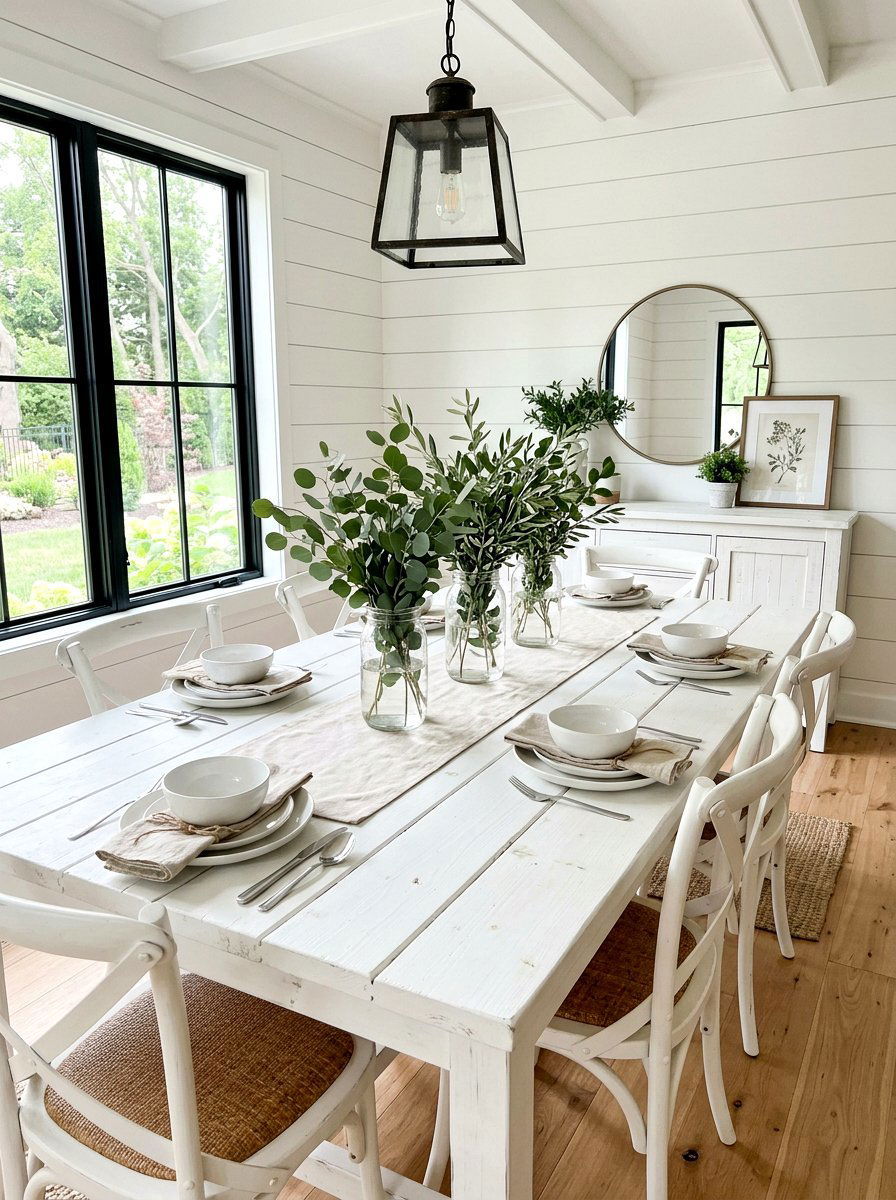 White Shiplap Table - 25 Spring Tablescape Ideas