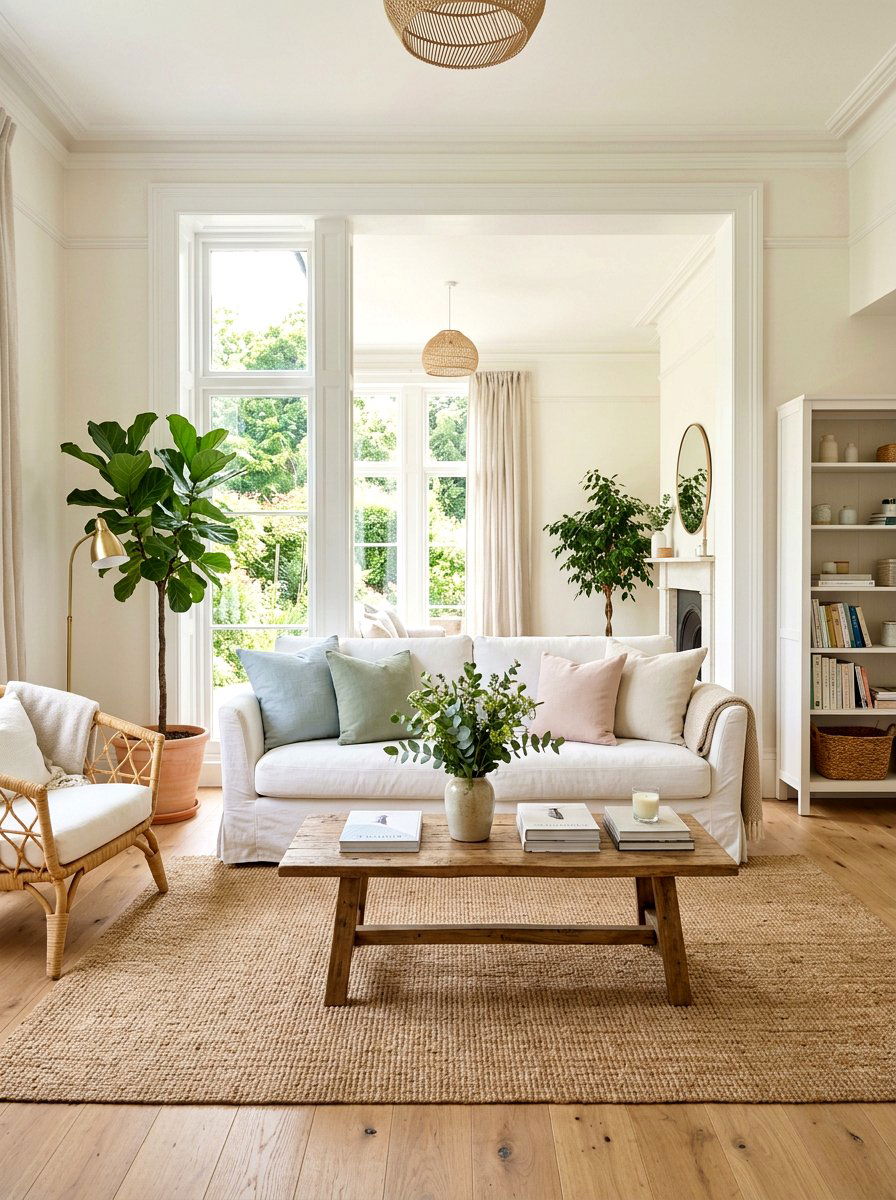 White Slipcovered Sofa - 25 Spring Country Decor Ideas