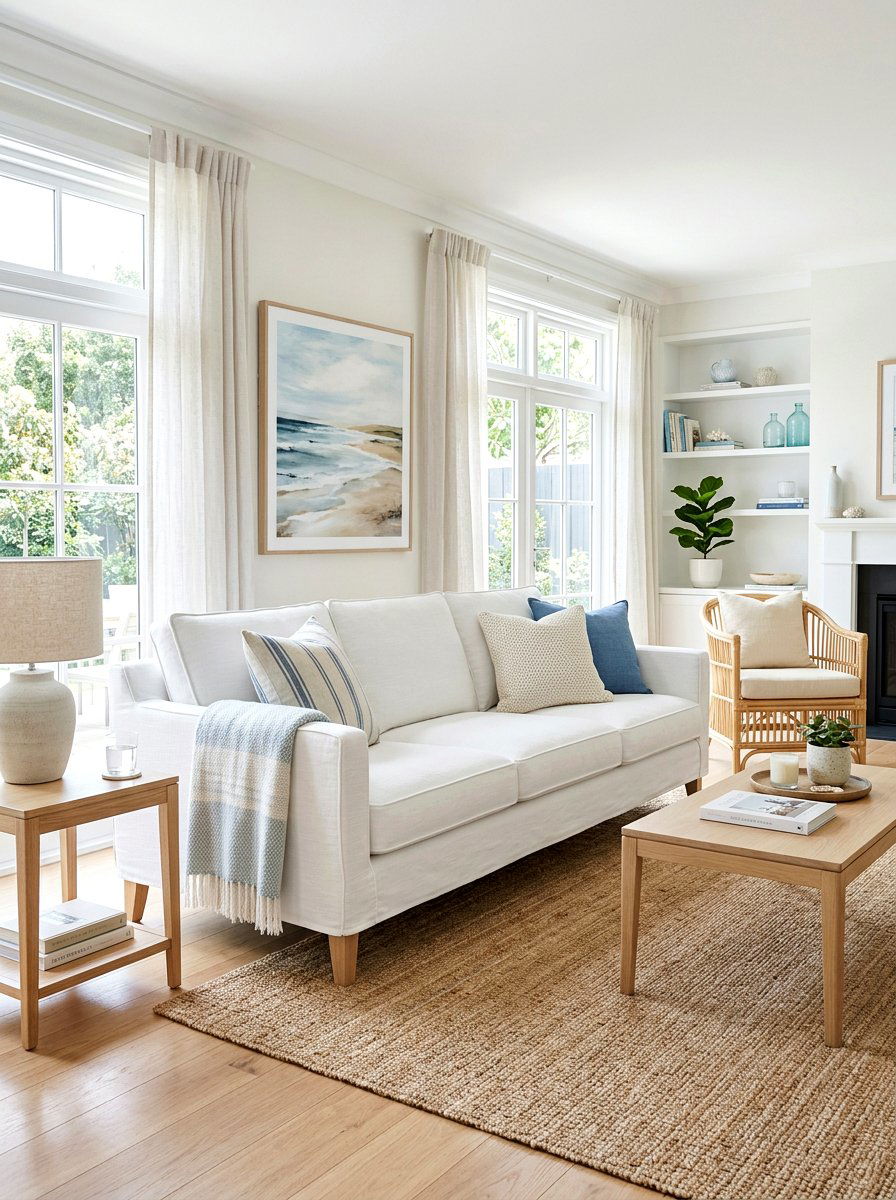 White Sofa Slipcover - 25 Spring Living Room Decor Ideas
