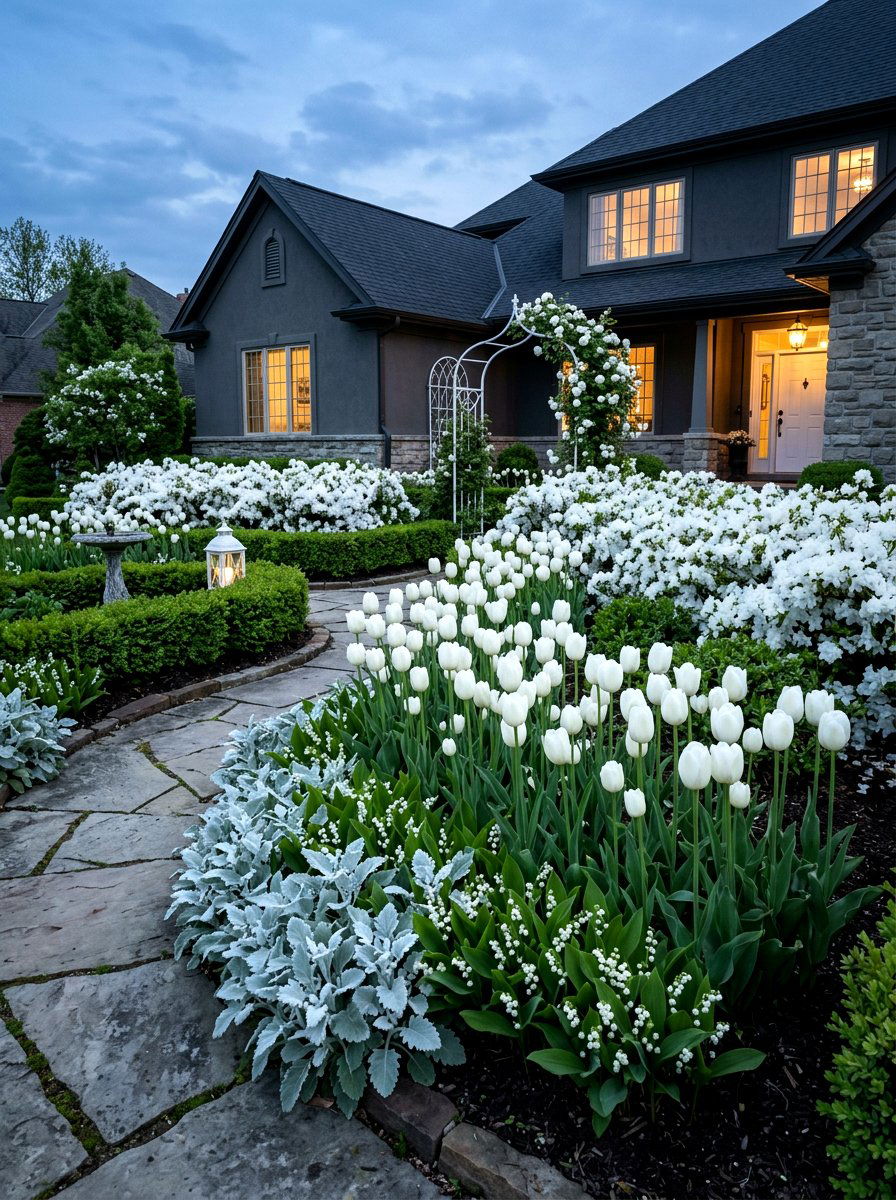 White Spring Garden - 25 Spring Flower Bed Ideas