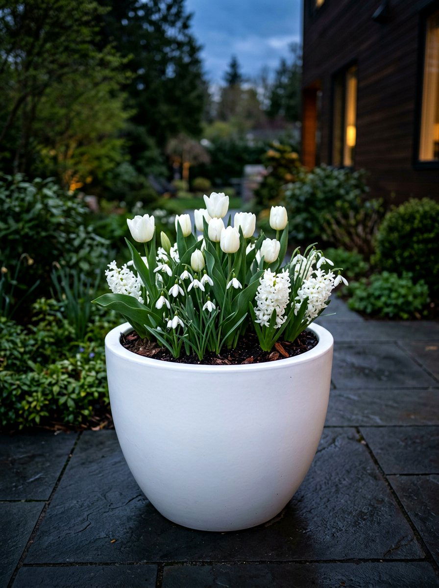 White Spring Planter - 25 Spring Bulb Planter Ideas