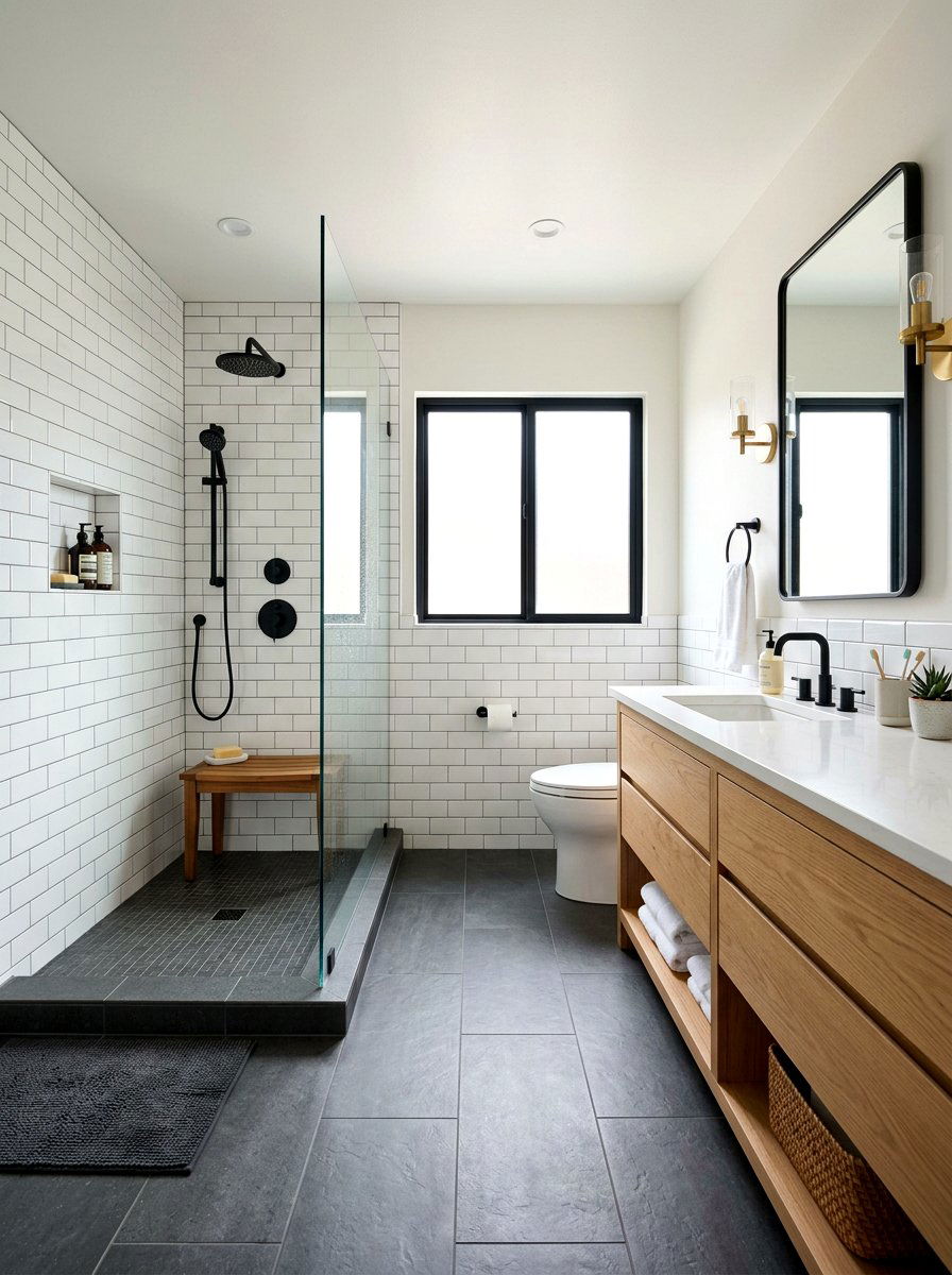White Subway Tile Bathroom - 25 Spring Bathroom Refresh Ideas