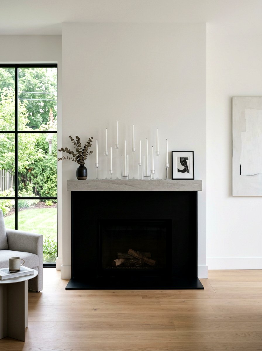 White Taper Candle - 25 Spring Mantel Arrangement Ideas