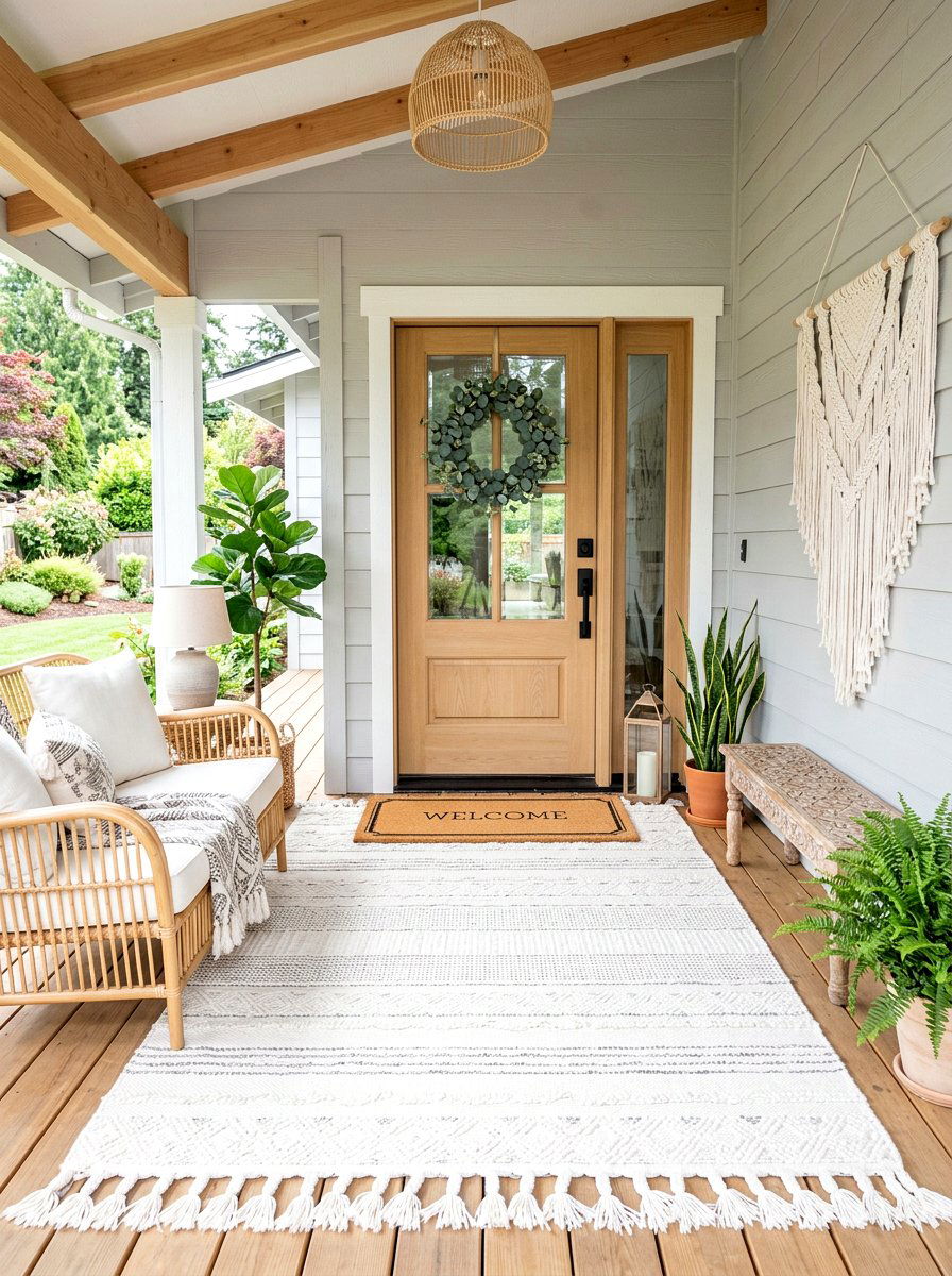 White Tassels Outdoor Rug - 25 Spring Doormat Layering Ideas