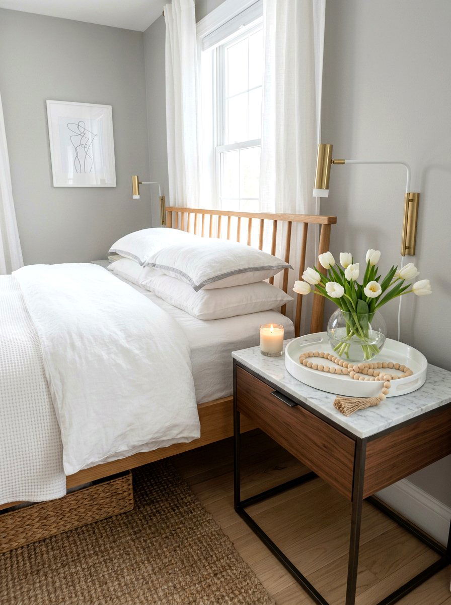 White Tulip Tray - 25 Spring Round Tray Decor Ideas