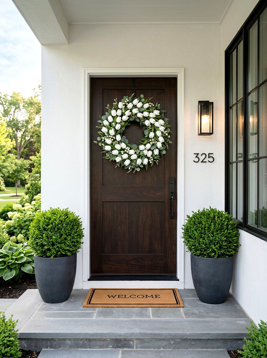 White Tulip Wreath - 25 Spring Tulip Wreath Ideas