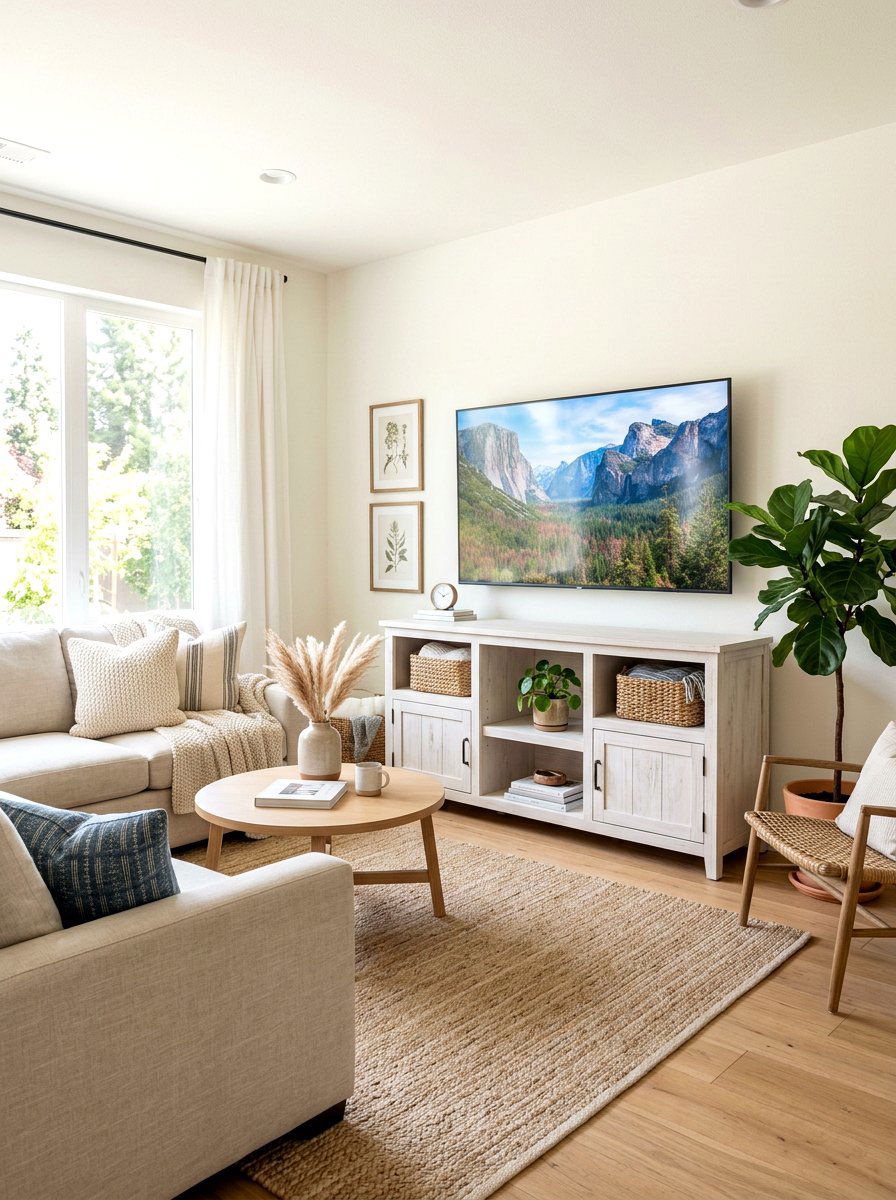 White Washed TV Stand - 25 Spring Distressed Furniture Ideas