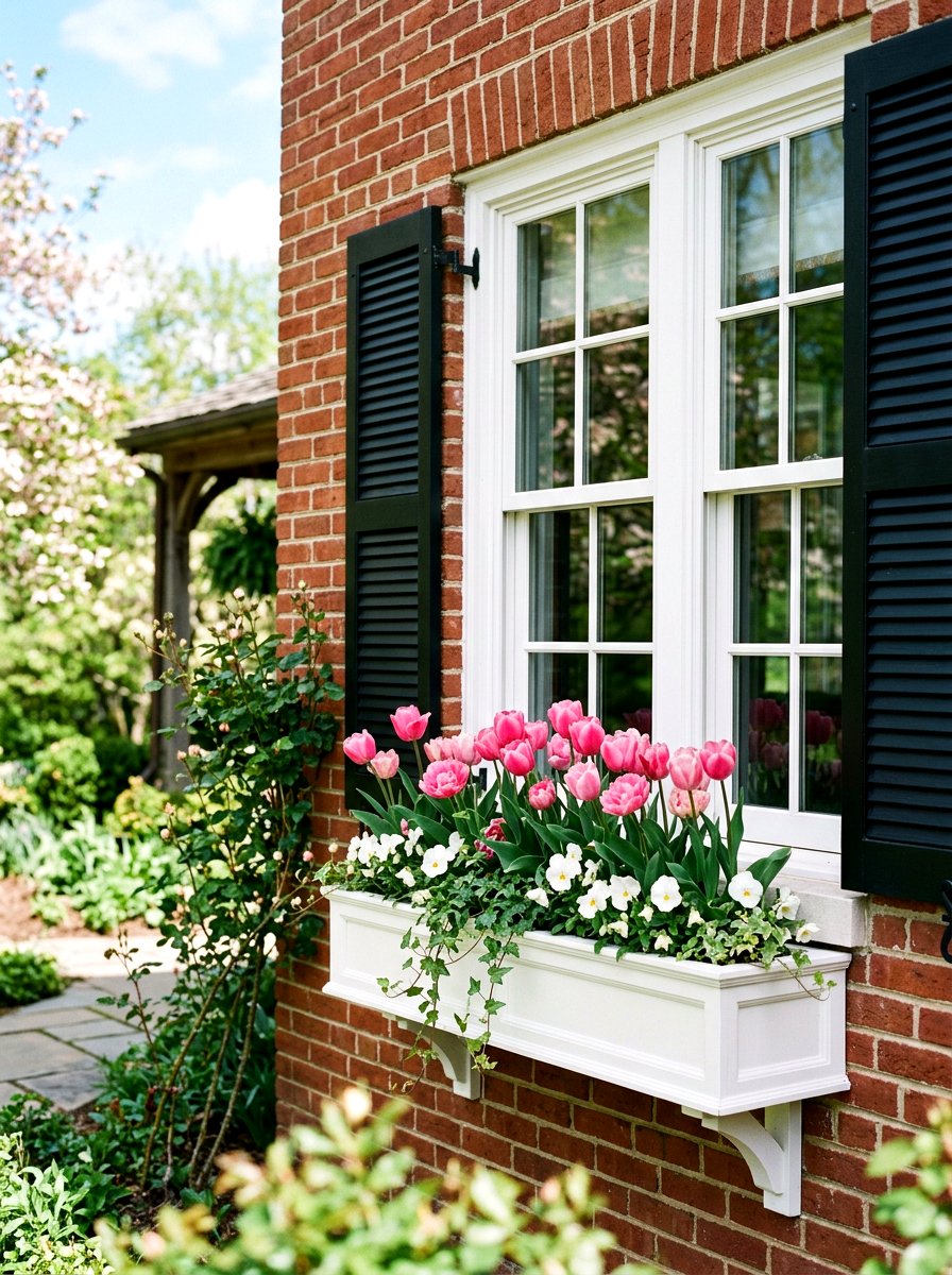 White Window Box - 25 Spring Flower Box Ideas