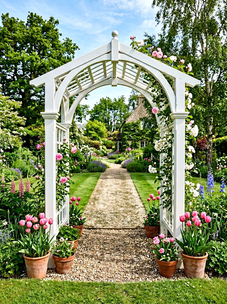 White Wood Arbor - 25 Spring Arbor Decor Ideas