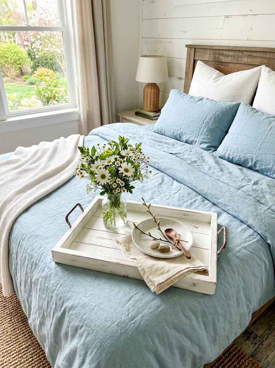 White Wooden Tray Spring - 25 Spring Bedroom Tray Styling Ideas