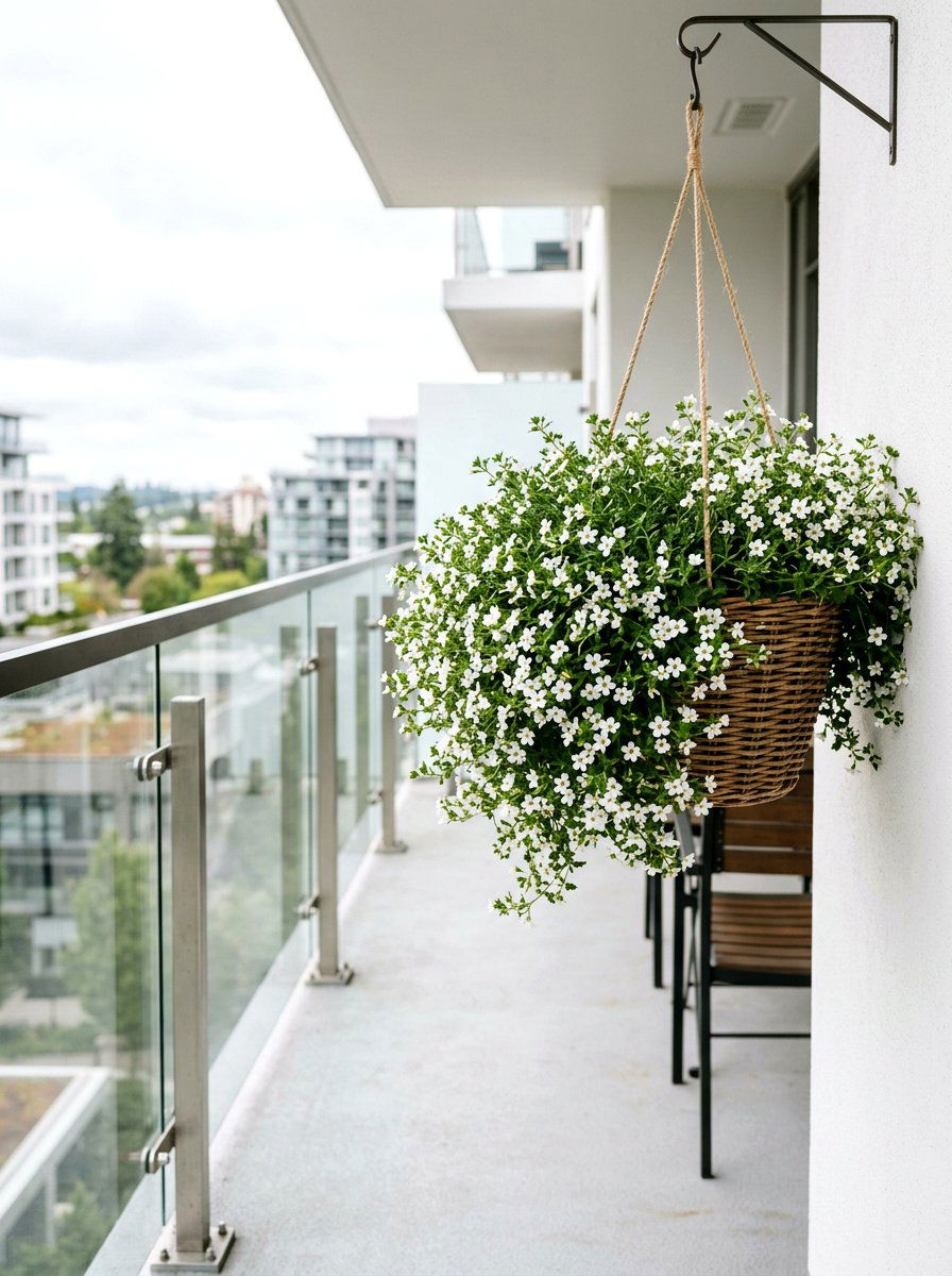 White bacopa filler basket - 25 Spring Hanging Basket Ideas
