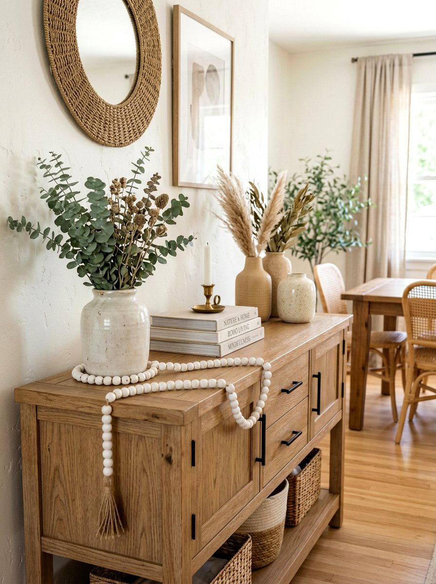 White beaded garland decor - 25 Spring Dining Room Buffet Ideas