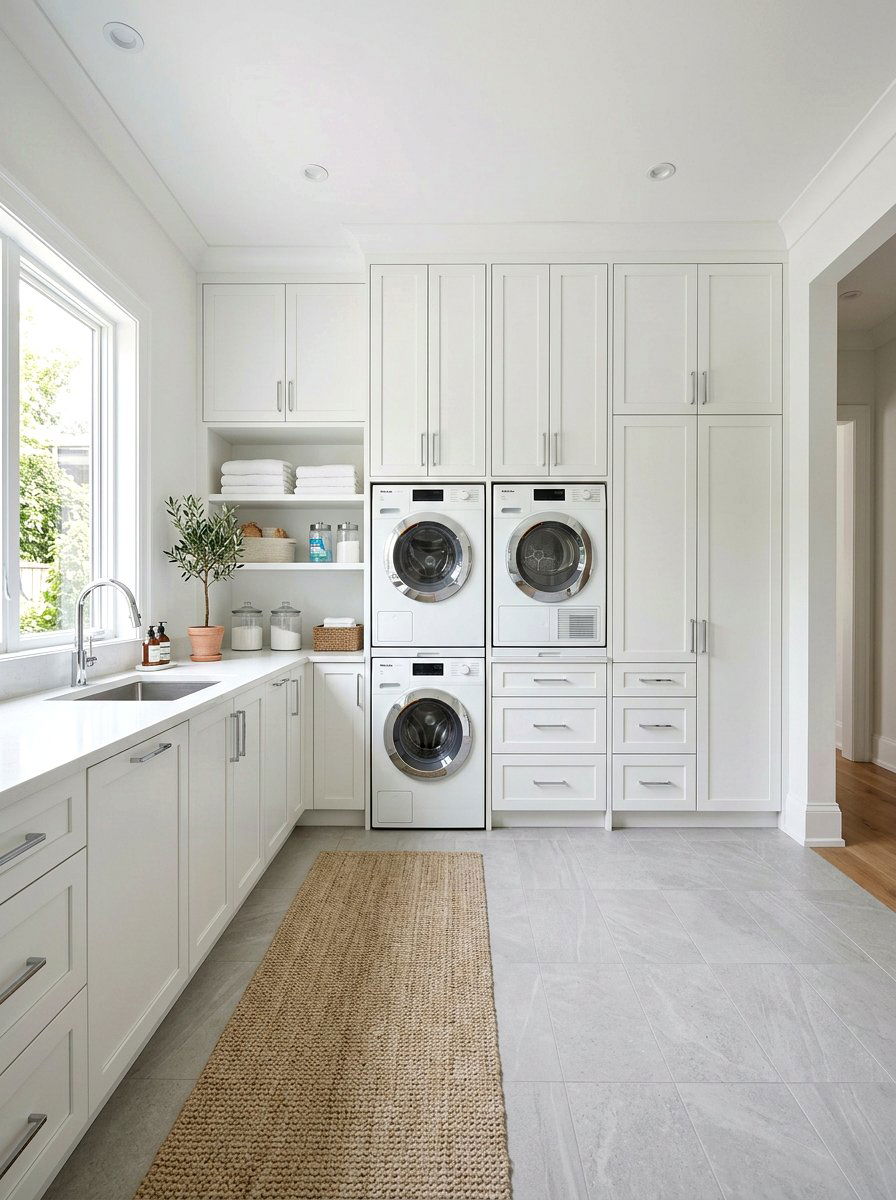 White cabinetry - 25 Spring Laundry Room Decor Ideas