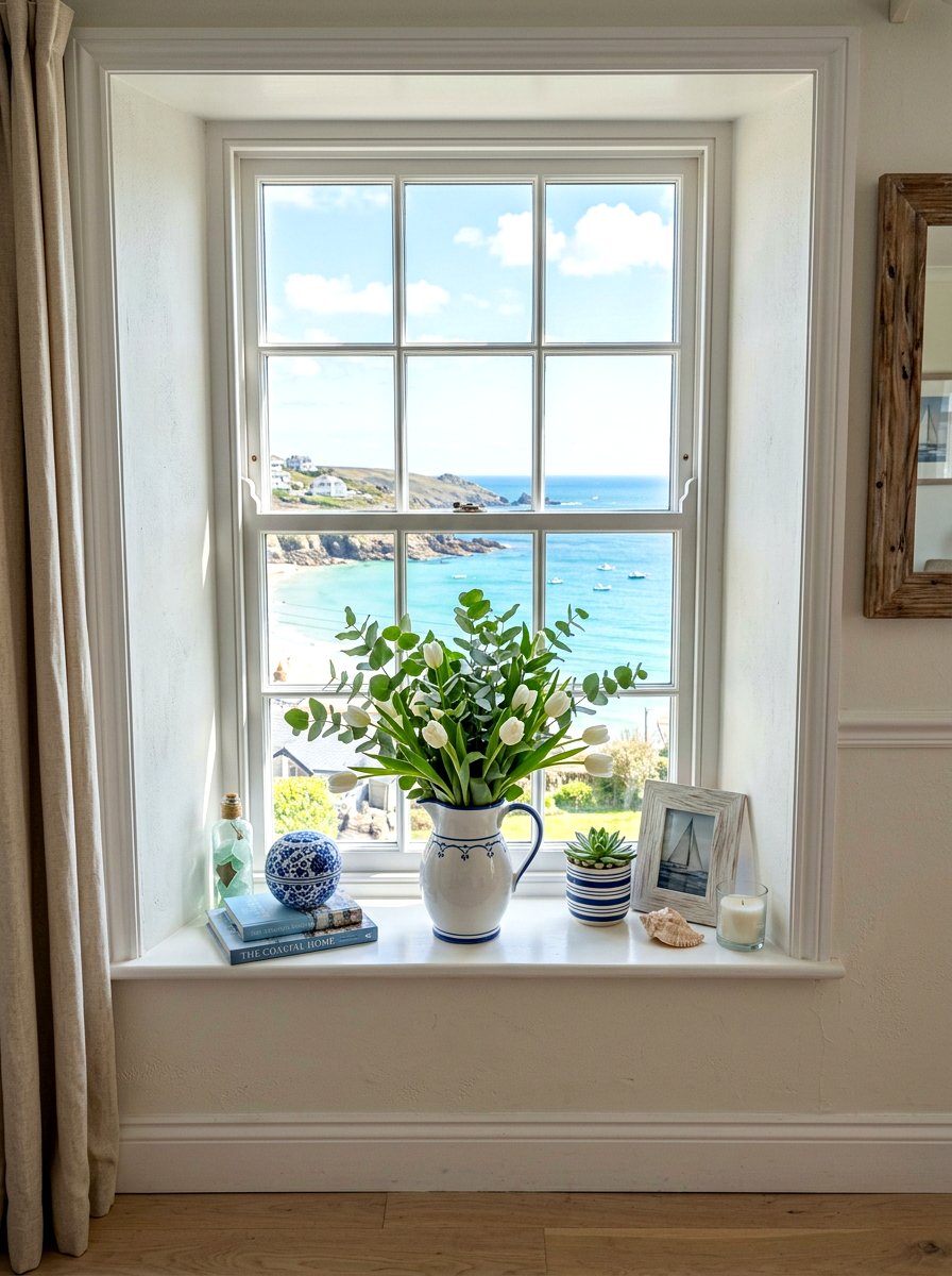 White ceramic pitcher - 25 Spring Window Sill Decor Ideas