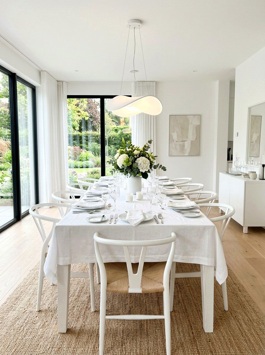White dining room - 25 Spring White Decor Ideas