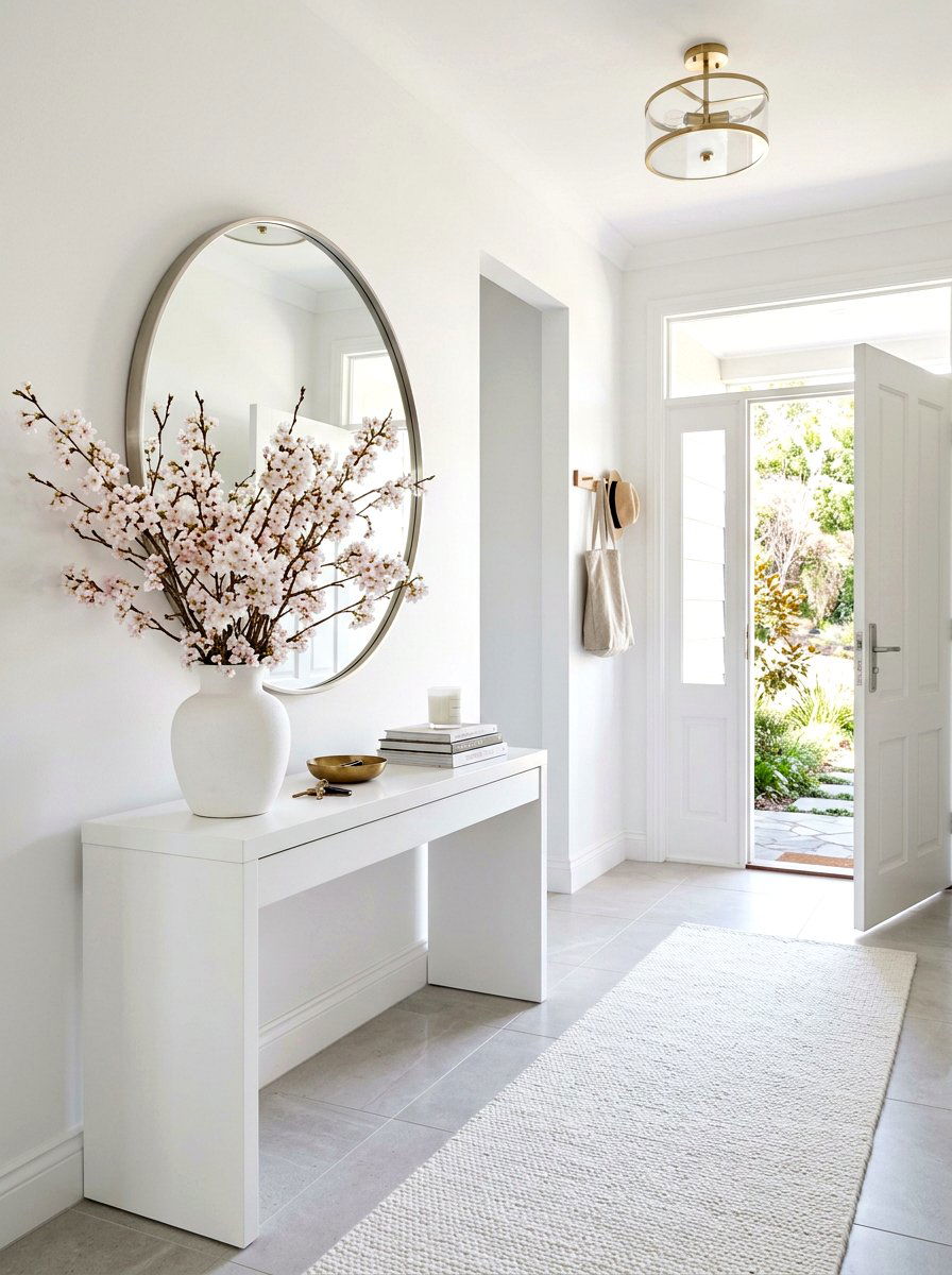White entryway - 25 Spring White Decor Ideas