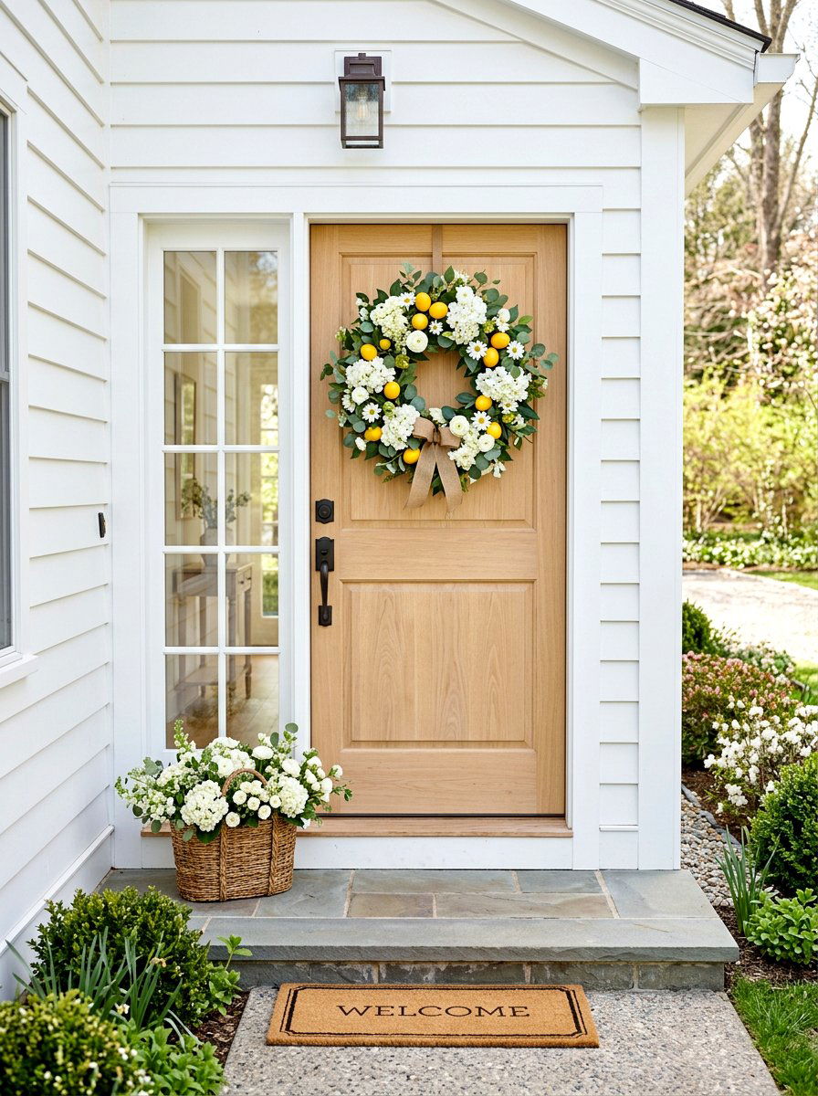 White floral lemon wreath - 25 Spring Lemon Wreath Ideas