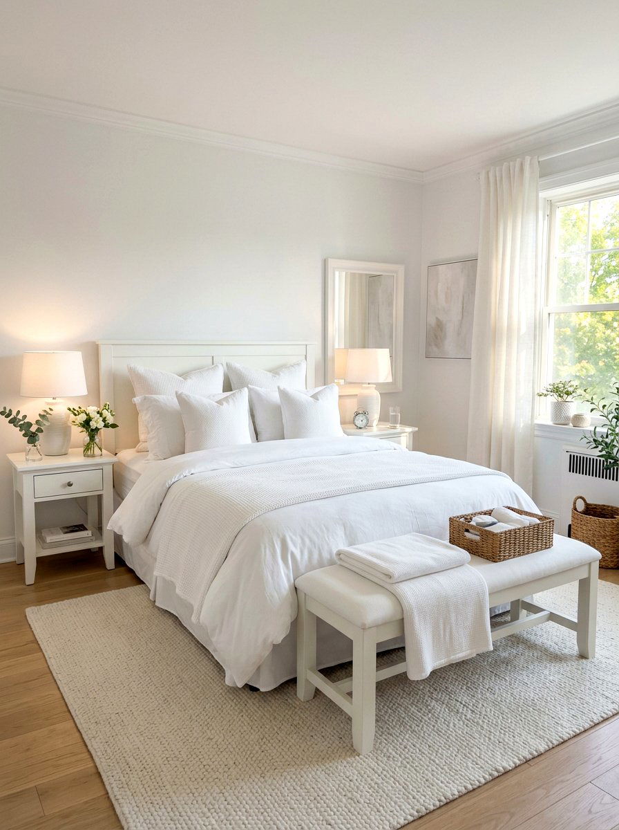White guest room - 25 Spring White Decor Ideas