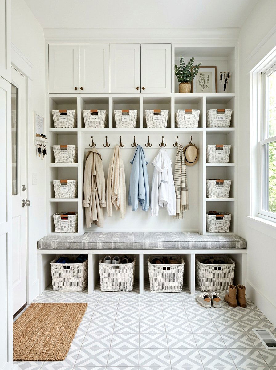 White mudroom - 25 Spring White Decor Ideas