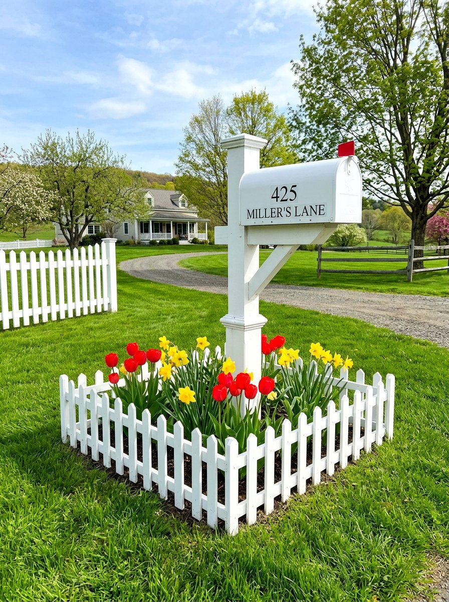 White picket fence mailbox garden - 25 Spring Mailbox Planter Ideas