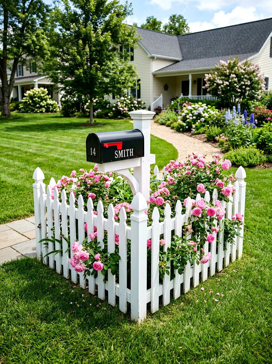 White picket fence mailbox - 25 Spring Mailbox Decor Ideas