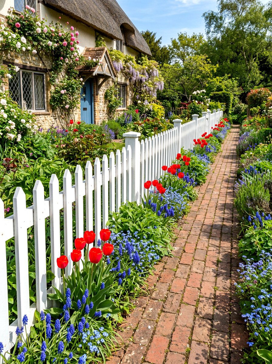 White picket fence walkway - 25 Spring Entryway Walkway Ideas