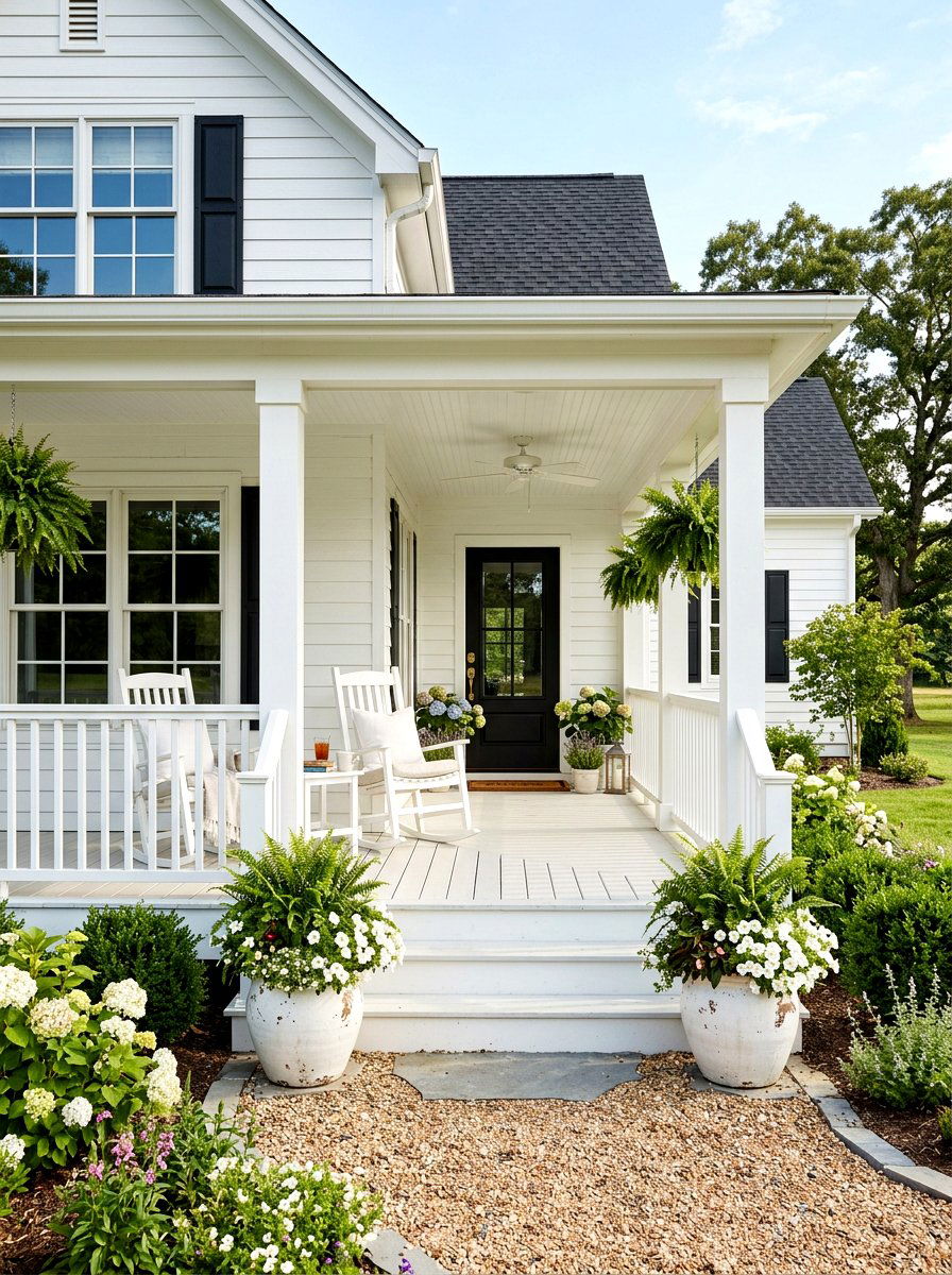 White porch - 25 Spring White Decor Ideas