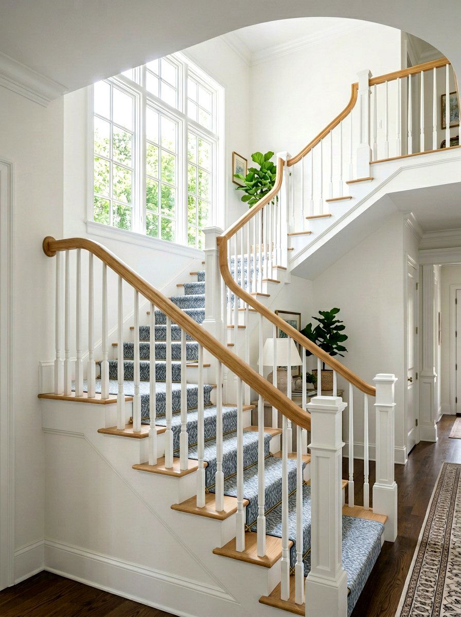 White staircase - 25 Spring White Decor Ideas
