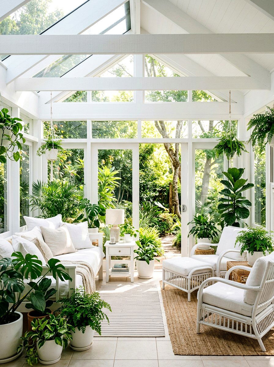 White sunroom - 25 Spring White Decor Ideas