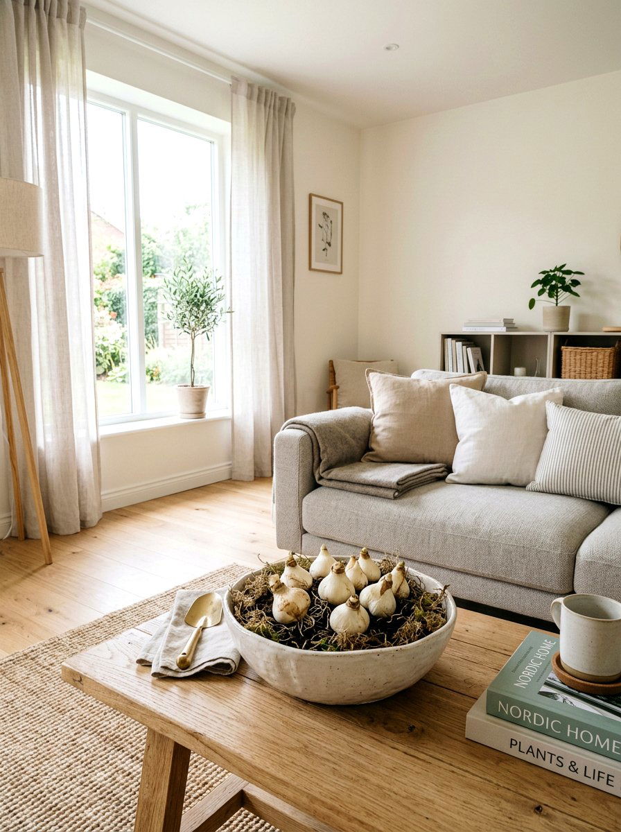 White tulip bulbs in shallow bowl - 25 Spring Tulip Bulb Vase Ideas