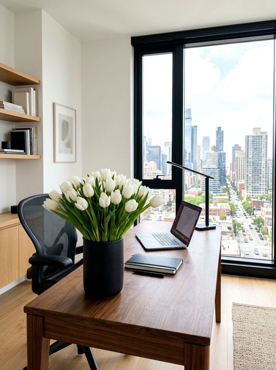 White tulip bundle - 25 Spring Tulip Arrangement Ideas