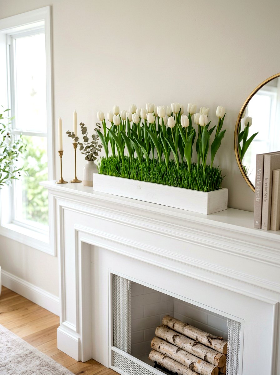 White tulip wheatgrass box - 25 Spring Wheatgrass Centerpiece Ideas