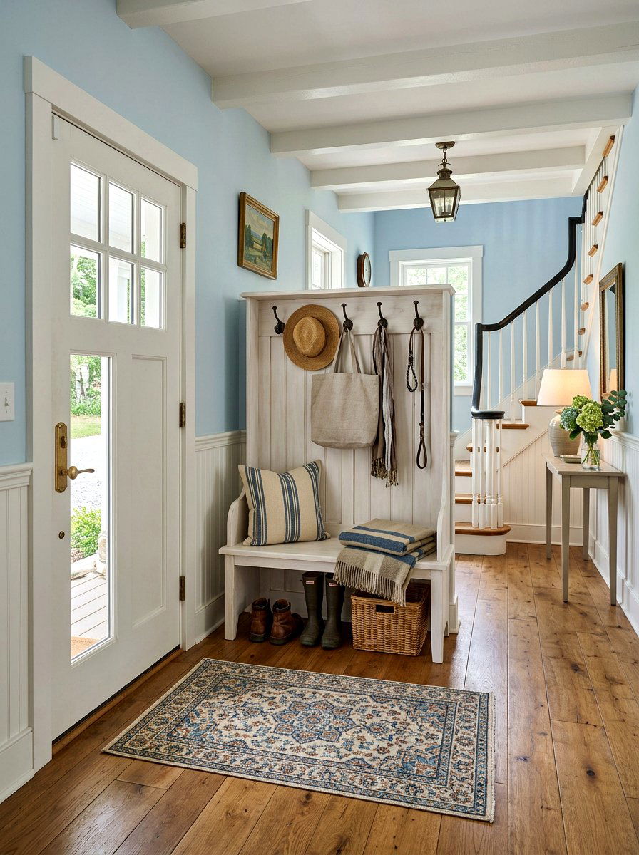 Whitewashed Entryway Bench - 25 Spring Whitewashed Furniture Ideas