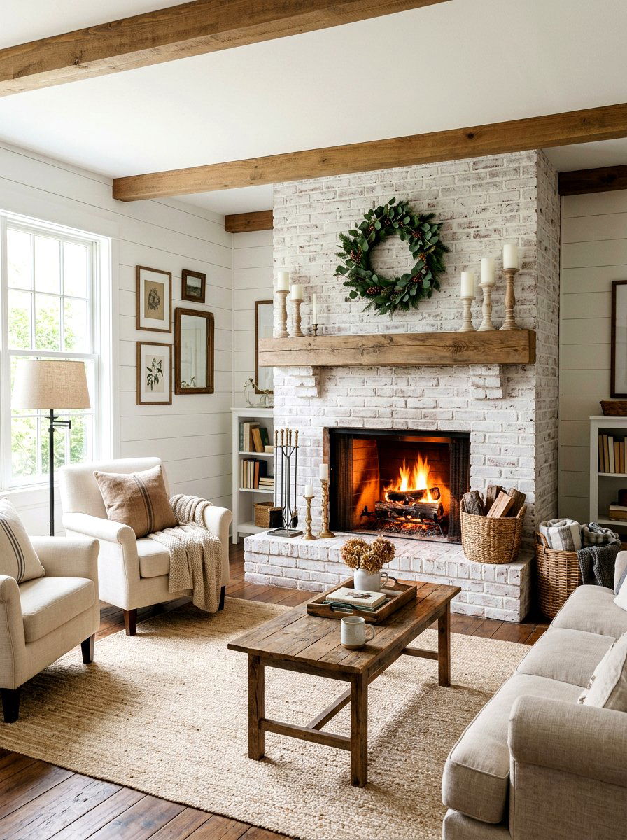 Whitewashed Fireplace Mantel - 25 Spring Whitewashed Furniture Ideas