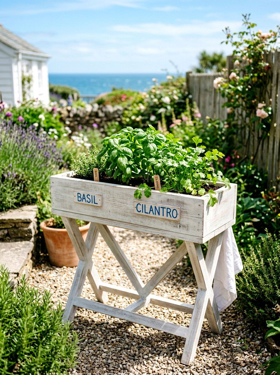 Whitewashed Herb Box - 25 Spring Wooden Planter Ideas