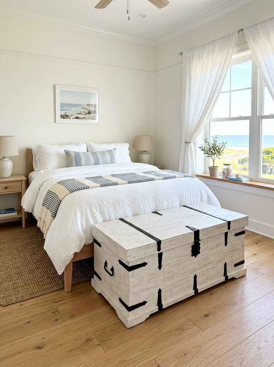 Whitewashed Storage Trunk - 25 Spring Whitewashed Furniture Ideas