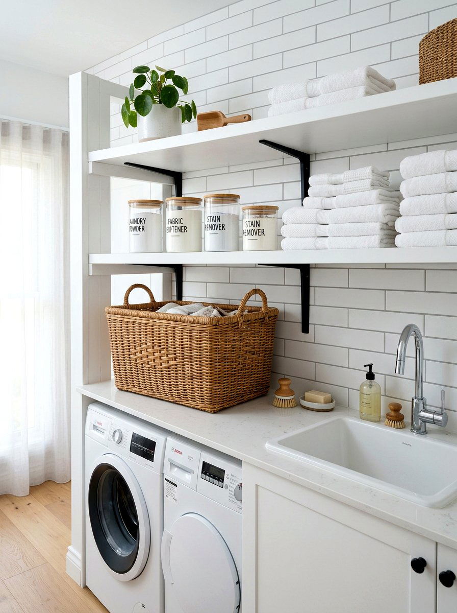 Wicker Basket - 25 Spring Shelf Decor Ideas