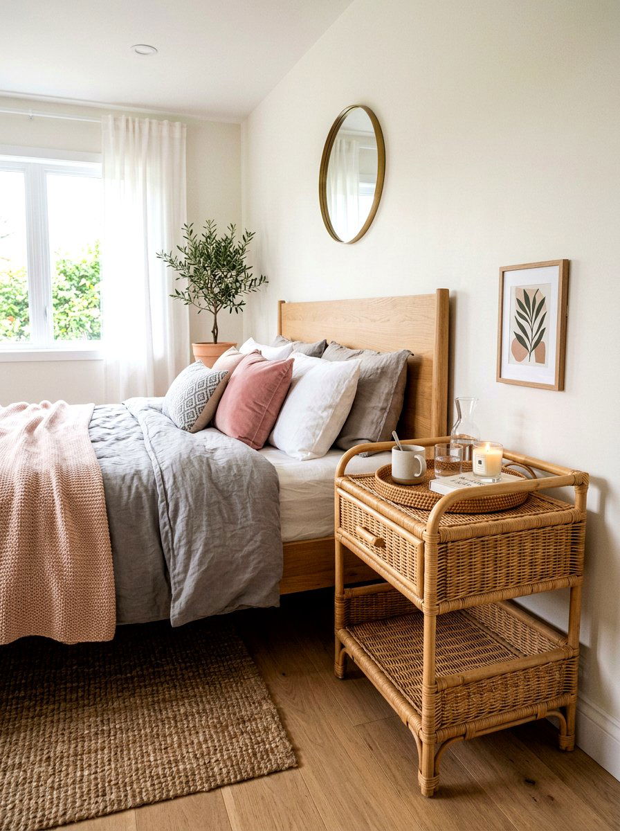 Wicker Basket Bedside Table - 25 Spring Wicker Basket Decor Ideas