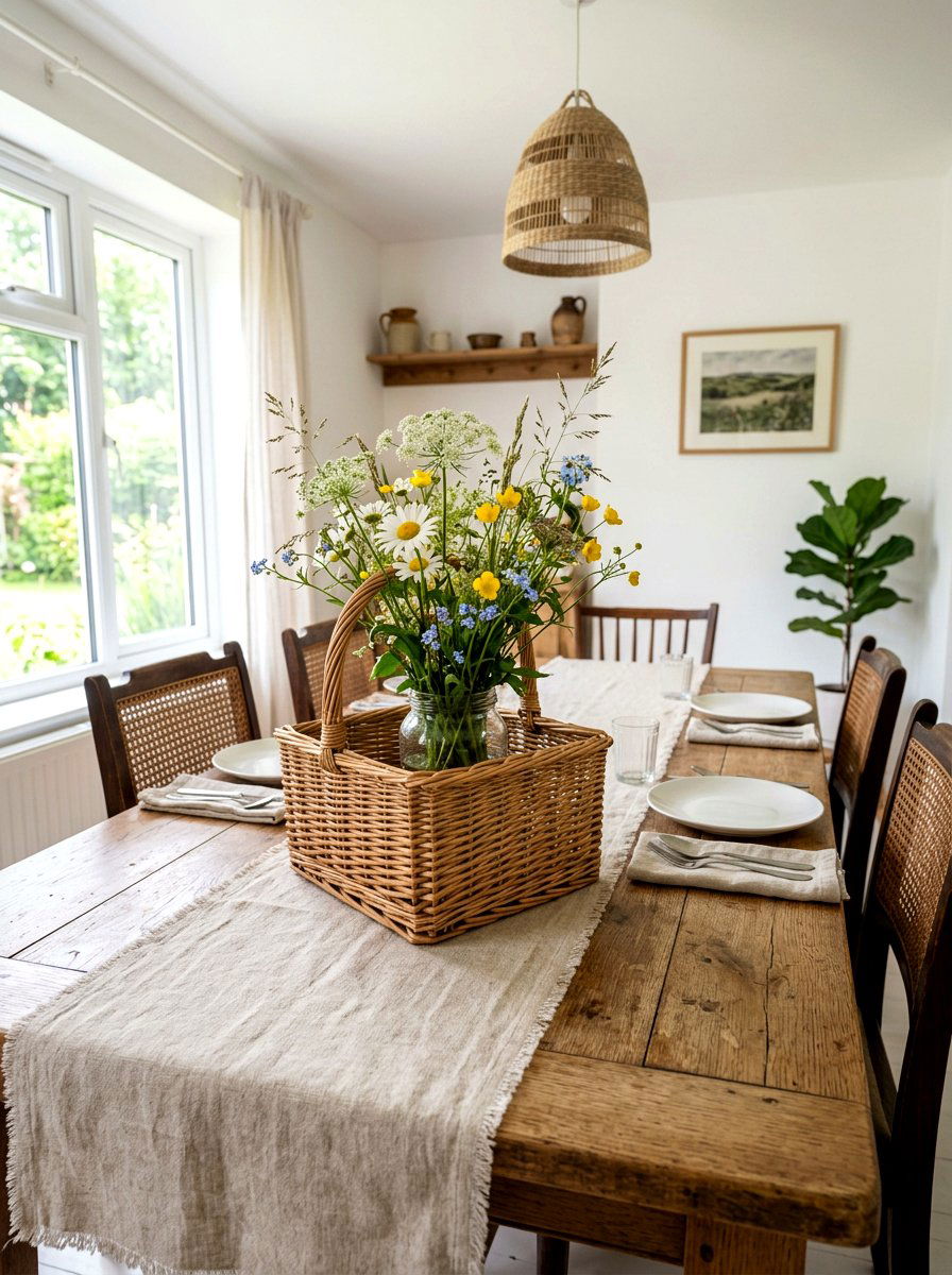 Wicker Basket Dining Table Centerpiece - 25 Spring Wicker Basket Decor Ideas