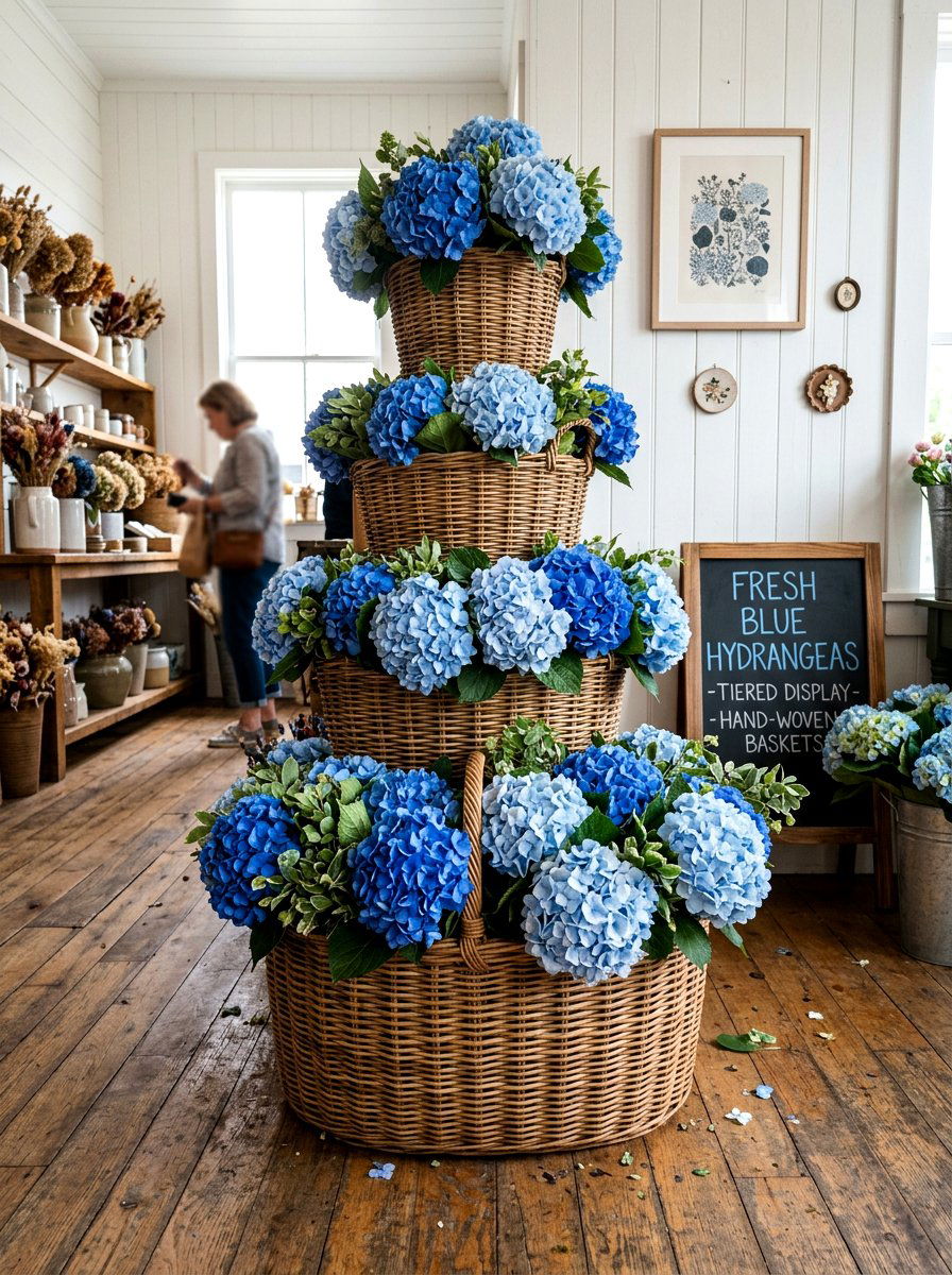 Wicker Basket Floral Display - 25 Spring Storefront Decor Ideas