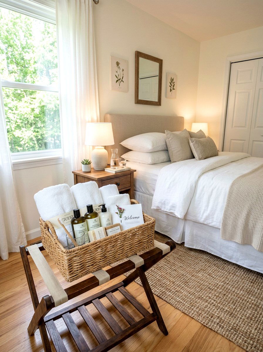 Wicker Basket Guest Bedroom Essentials - 25 Spring Wicker Basket Decor Ideas