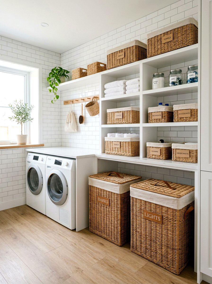 Wicker Basket Laundry Room - 25 Spring Wicker Basket Decor Ideas