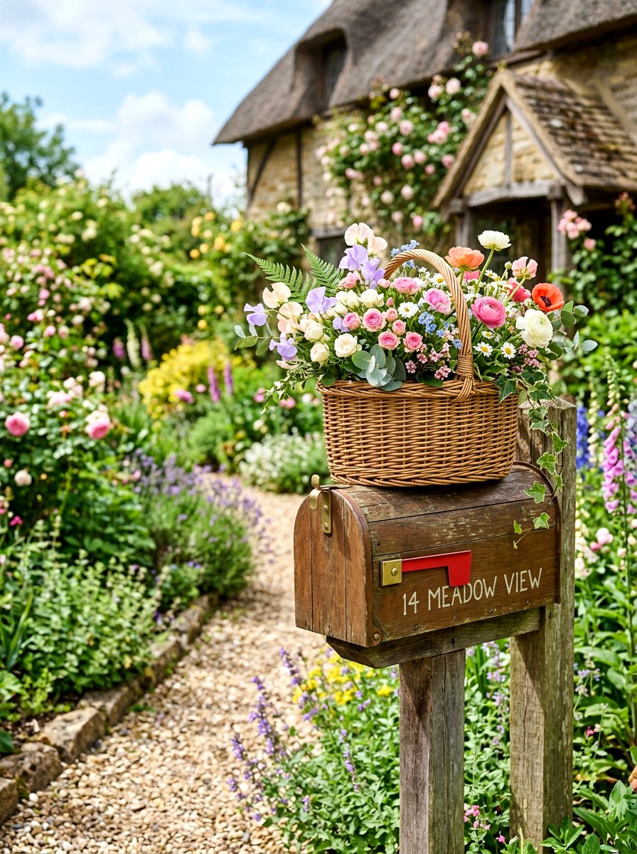 Wicker Basket Mailbox Topper - 25 Spring Mailbox Topper Ideas